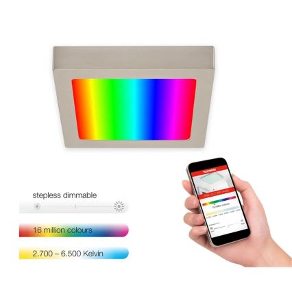 Telefunken 309702TF - Iluminação de teto LED RGB com regulação LED/23W/230V 2700-6500 Wi-Fi Tuya cromado mate
