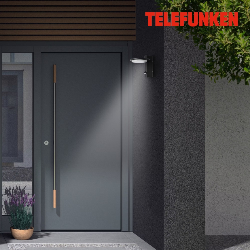 Telefunken 312505TF-LED Iluminação de parede exterior com sensor LED/10W/230V IP44 preto