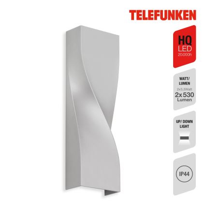 Telefunken 312704TF - Iluminação de parede exterior LED 2xLED/5,5W/230V IP44 prateado