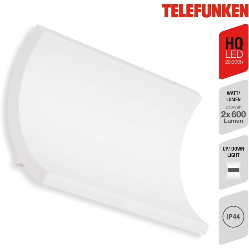 Telefunken 312806TF - Iluminação de parede exterior LED 2xLED/6W/230V IP44 branco