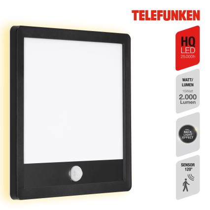 Telefunken 313805TF - LED Iluminação de parede exterior com sensor LED/15W/230V IP44