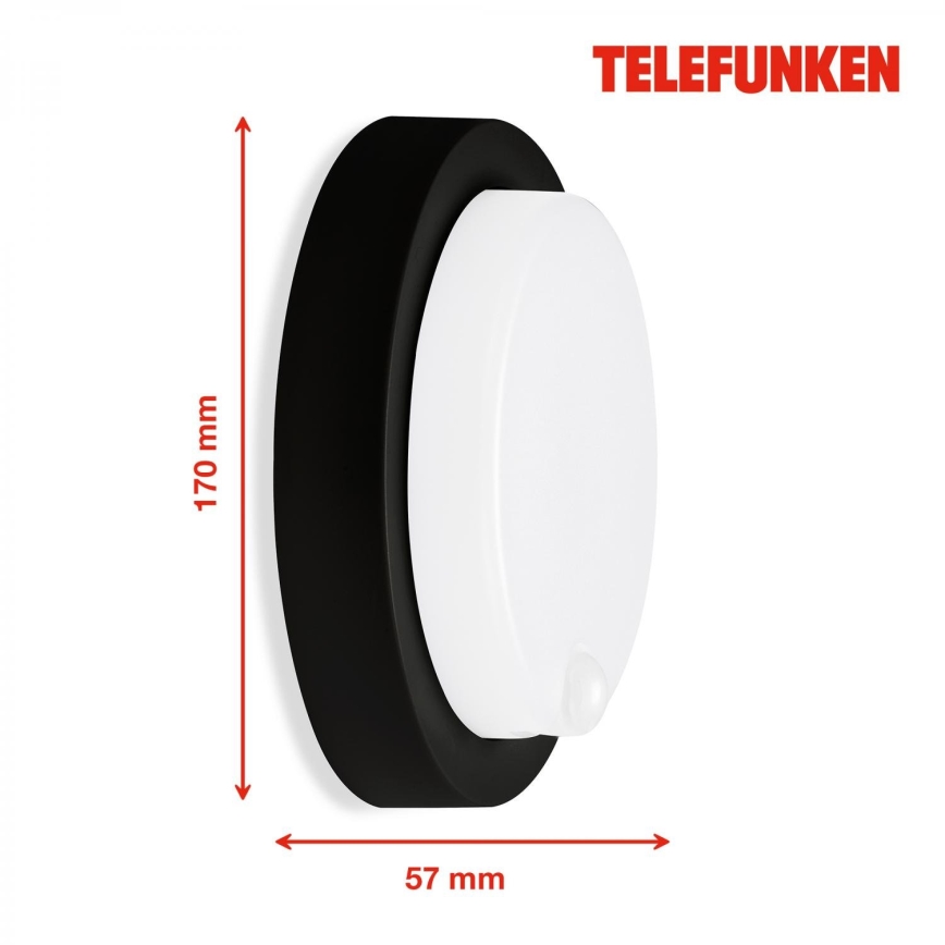 Telefunken 315305TF - LED Iluminação de parede exterior com sensor LED/12W/230V IP44 preto