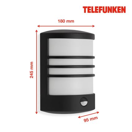 Telefunken 315505TF - LED Iluminação de parede exterior com sensor LED/12W/230V IP44 preto