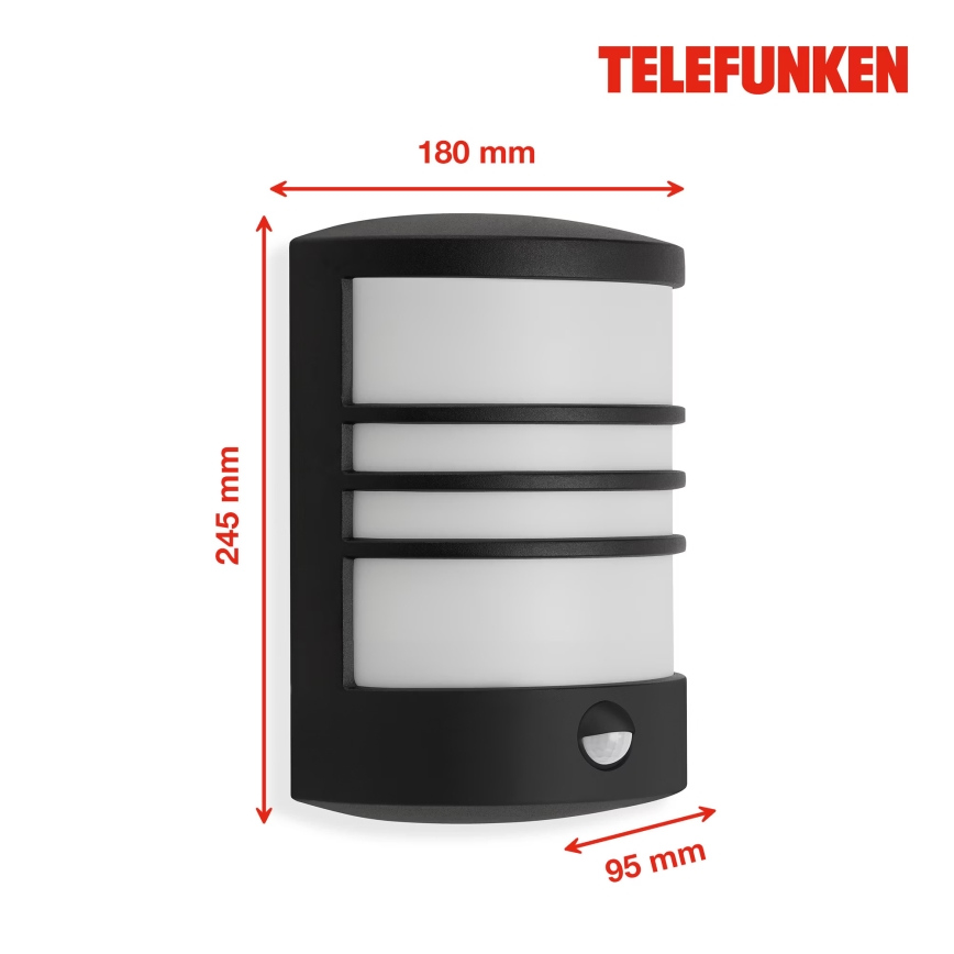 Telefunken 315505TF - LED Iluminação de parede exterior com sensor LED/12W/230V IP44 preto