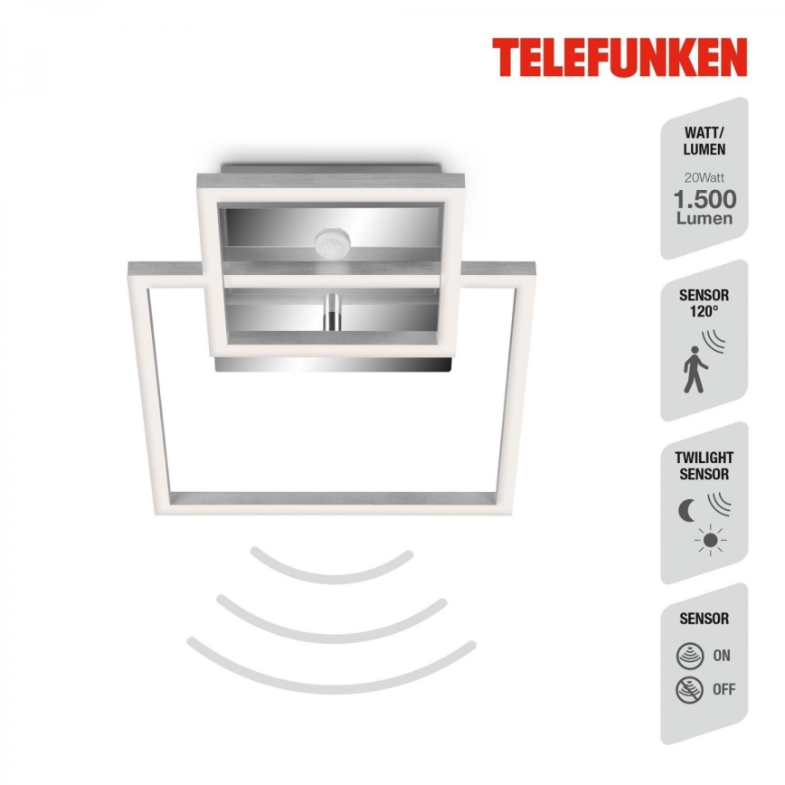 Telefunken 318608TF - Iluminação de teto LED com sensor FRAME LED/17W/230V 3000K cromado mate