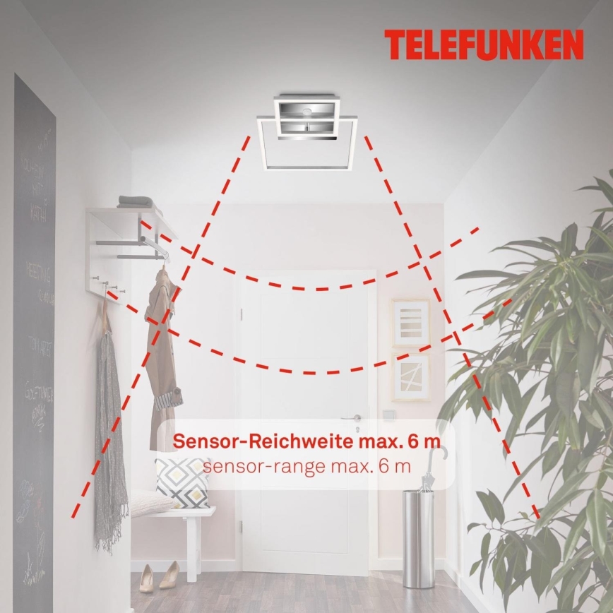 Telefunken 318608TF - Iluminação de teto LED com sensor FRAME LED/17W/230V 3000K cromado mate