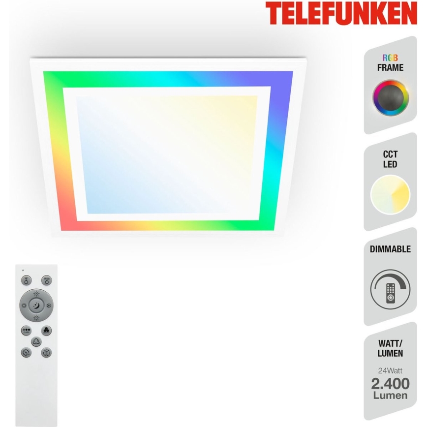 Telefunken 318806TF - Iluminação de teto LED RGBW com regulação LED/24W/230V 3000-6500K + comando