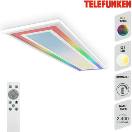 Telefunken 318906TF - Luminária de teto LED RGBW regulável LED/24W/230V 3000-6500K 25x100 cm + controlo remoto
