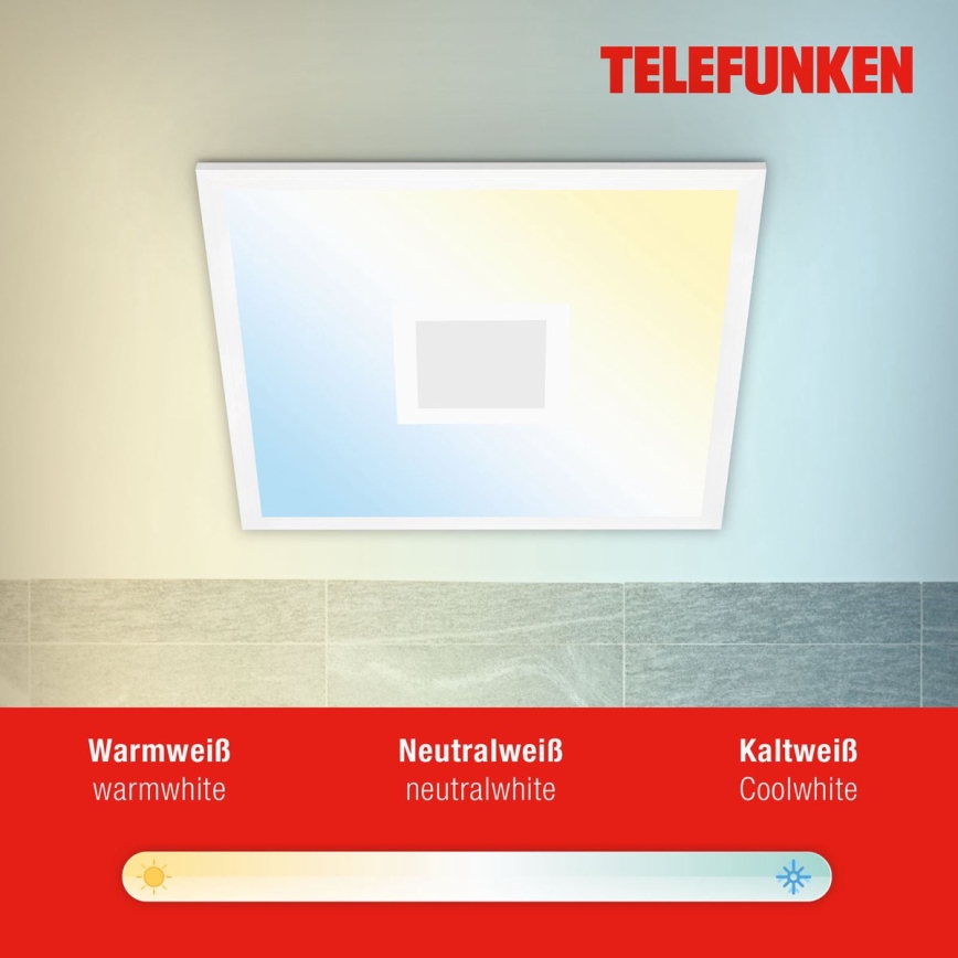 Telefunken 319106TF - Iluminação de teto RGBW com regulação LED/24W/230V 2700-6500K branco + controlo remoto