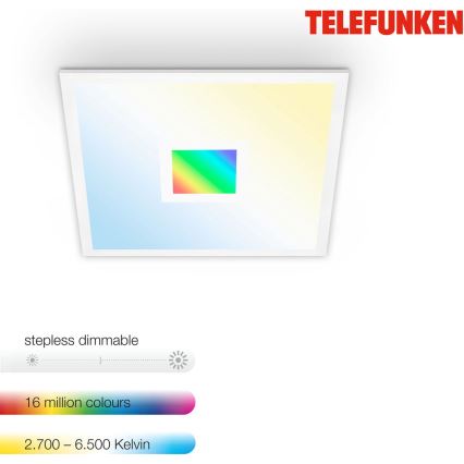 Telefunken 319106TF - Iluminação de teto RGBW com regulação LED/24W/230V 2700-6500K branco + controlo remoto
