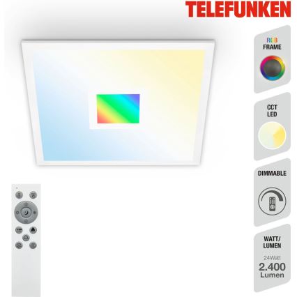 Telefunken 319106TF - Iluminação de teto RGBW com regulação LED/24W/230V 2700-6500K branco + controlo remoto