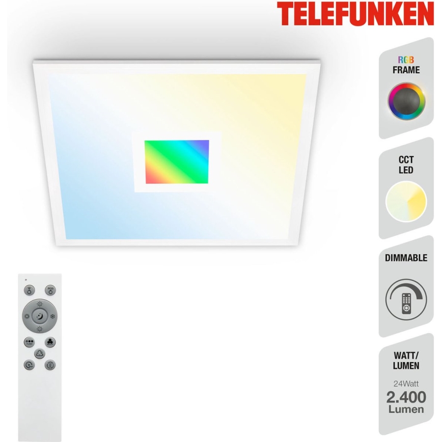 Telefunken 319106TF - Iluminação de teto RGBW com regulação LED/24W/230V 2700-6500K branco + controlo remoto