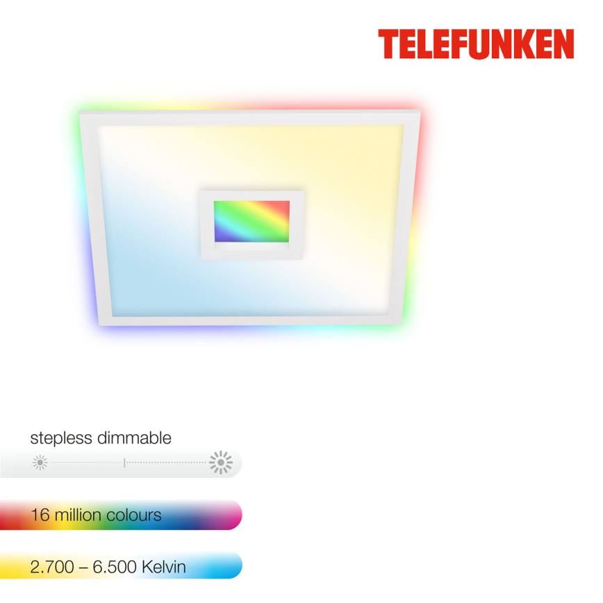 Telefunken 319406TF - Iluminação de teto RGBW com regulação LED/24W/230V 2700-6500K branco + controlo remoto