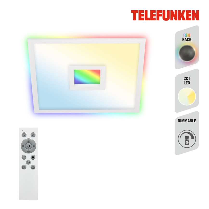 Telefunken 319506TF - Iluminação de teto RGBW com regulação LED/36W/230V 2700-6500K branco + controlo remoto