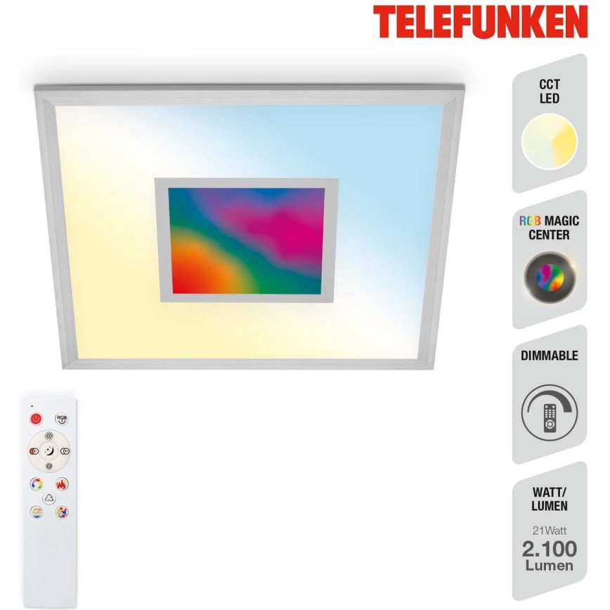 Telefunken 319704TF - Iluminação de teto LED RGB com regulação LED/24W/230V 3000-6500K + comando