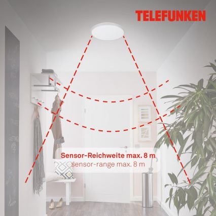 Telefunken 601604TF - Iluminação para teto de casa de banho LED com sensor LED/12W/230V IP44 diâmetro 29 cm