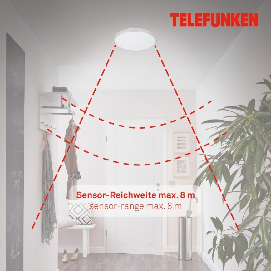 Telefunken 601604TF - Iluminação para teto de casa de banho LED com sensor LED/12W/230V IP44 diâmetro 29 cm