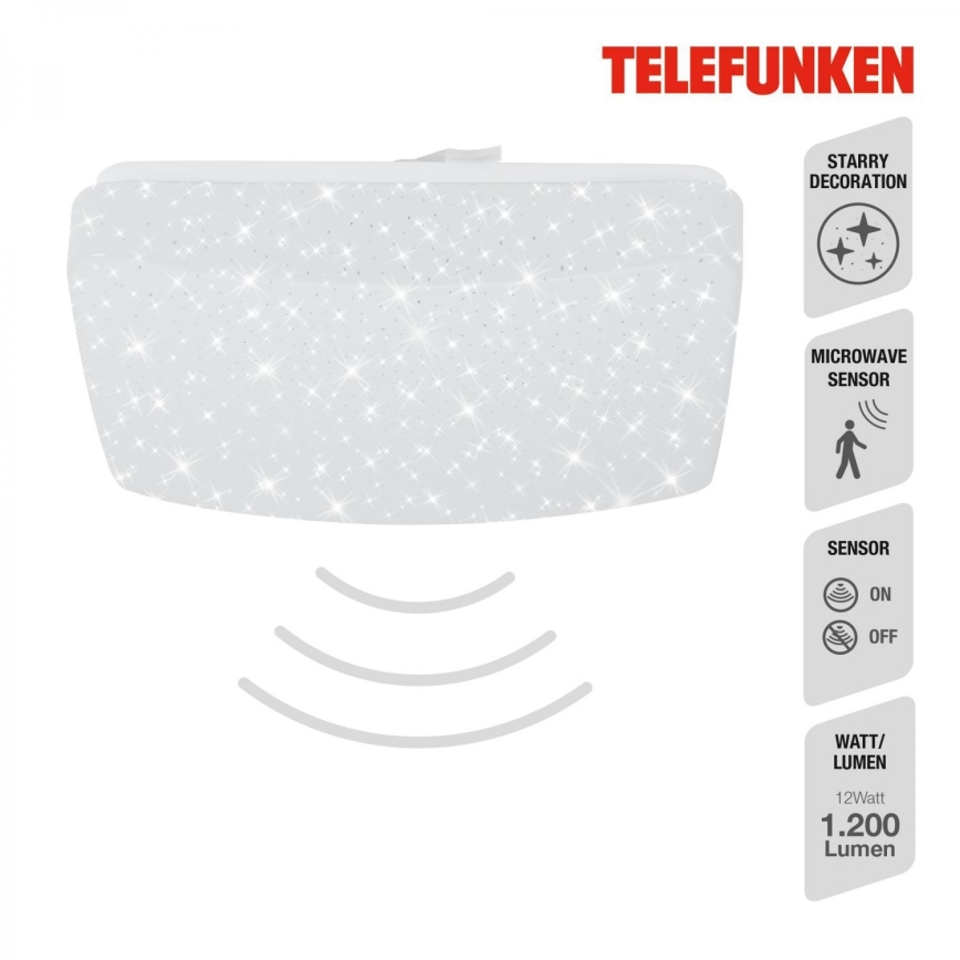 Telefunken 601906TF - Iluminação de teto LED com sensor LED/12W/230V 4000K