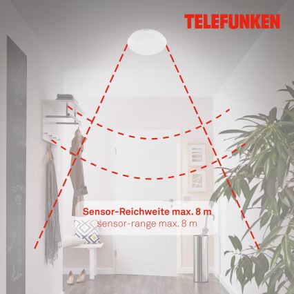 Telefunken 602006TF - Iluminação de teto para casa de banho LED com sensor LED/15W/230V IP44 4000K