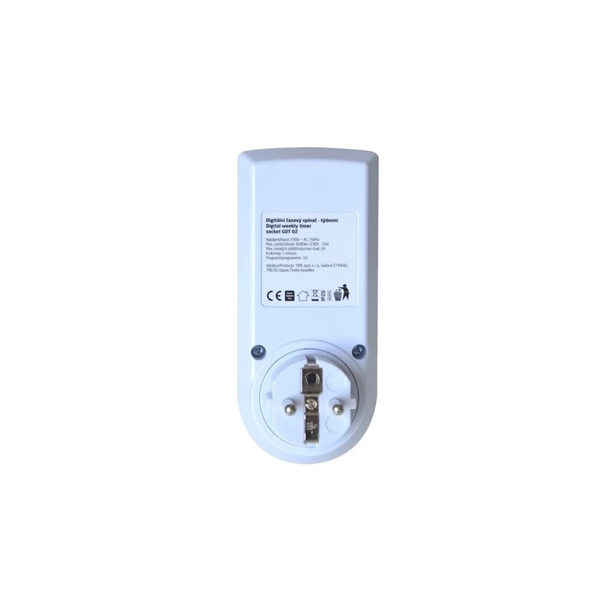 Temporizador digital com interruptor semanal 16A/230V