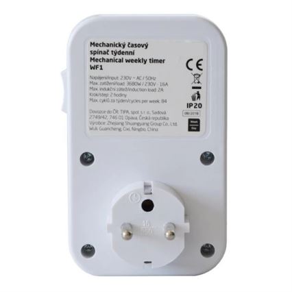 Temporizador mecânico interruptor semanal 16A/230V