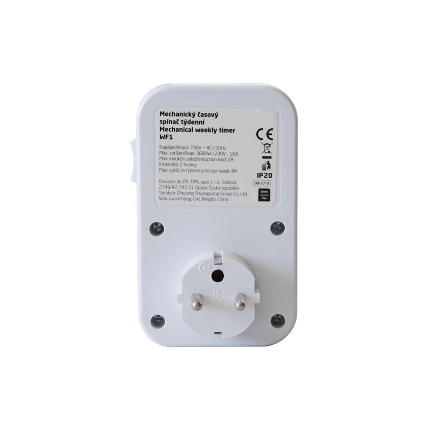 Temporizador mecânico interruptor semanal 16A/230V