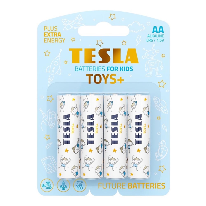 Tesla Batteries - 4 Pilhas alcalina AA TOYS+ 1,5V 2900 mAh