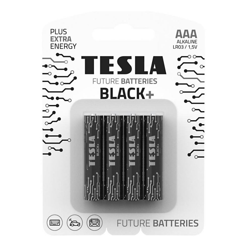 Tesla Batteries - 4 Pilhas alcalina AAA BLACK+ 1,5V 1200 mAh