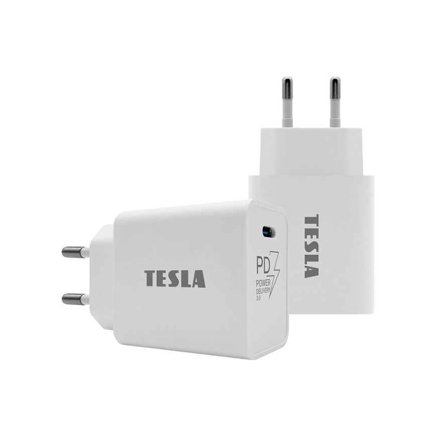 TESLA Electronics - Adaptador de carregamento rápido Power Delivery 20W branco