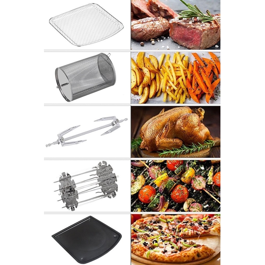 TESLA Electronics AirCook & Grill - Fritadeira de ar quente inteligente e digital multifuncional 12 l 1800W/230V Wi-Fi