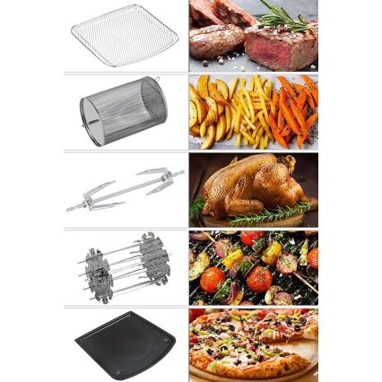 TESLA Electronics AirCook & Grill - Fritadeira elétrica multifuncional inteligente com ar quente digital 12 l 1800W/230V Wi-Fi
