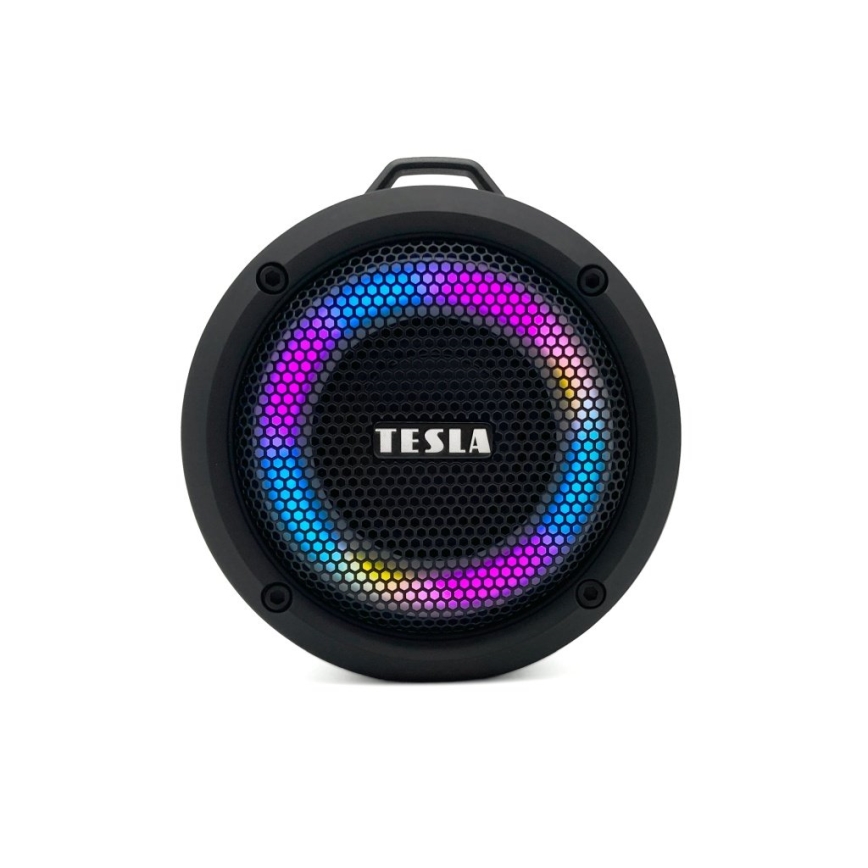TESLA Electronics - Altifalante sem fios LED RGB 5W/1200 mAh/3,7V IPX7 cinzento
