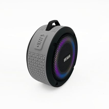 TESLA Electronics - Altifalante sem fios LED RGB 5W/1200 mAh/3,7V IPX7 cinzento