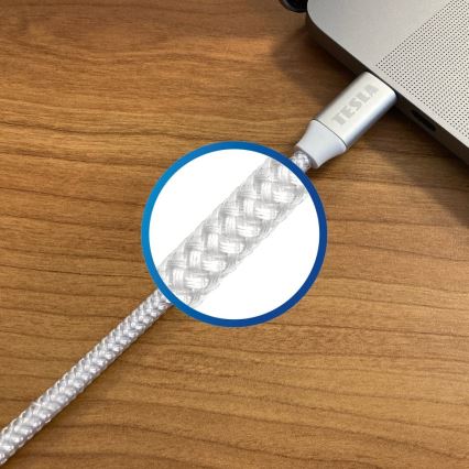 TESLA Electronics - Cabo USB USB-C 3.2 conector Power Delivery 1m 100W branco