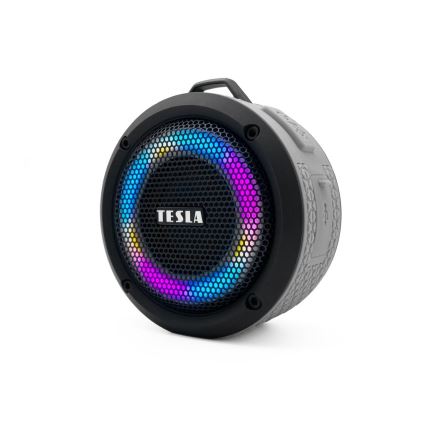TESLA Electronics - Coluna sem fios LED RGB 5W/1200 mAh/3,7V IPX7 cinza