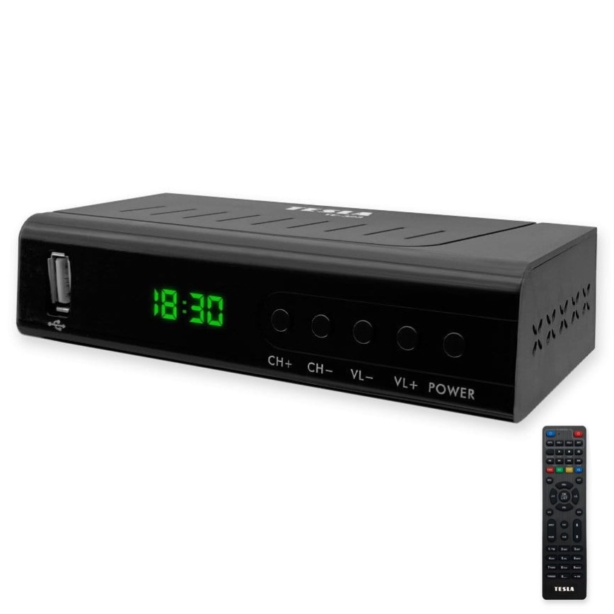 TESLA Electronics - DVB-T2 H.265 (HEVC) recetor, HDMI-CEC 2xAAA + controlo remoto