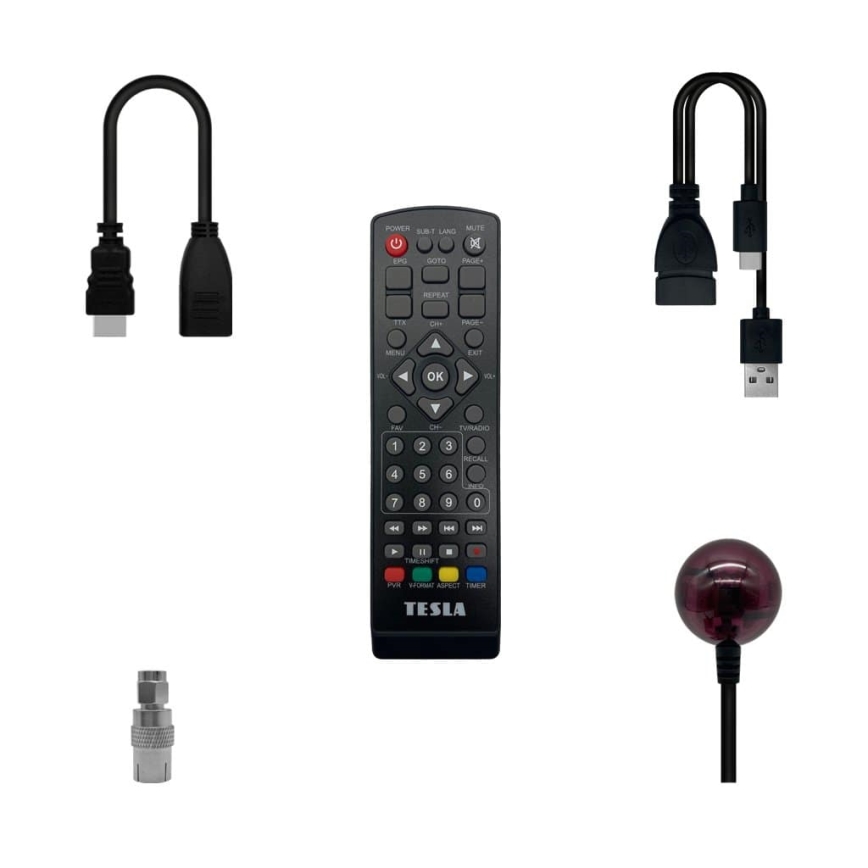 TESLA Electronics - DVB-T2 H.265 (HEVC) recetor, HDMI-CEC 2xAAA + controlo remoto