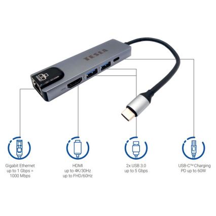 TESLA Electronics - Multifuncional USB hub 5em1