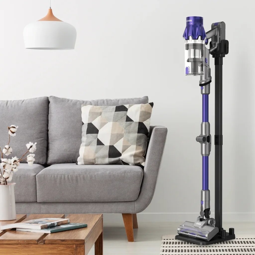 TESLA Electronics PureStar - Aspirador vertical flexível sem fios 2em1 250W/2200 mAh cinzento/roxo