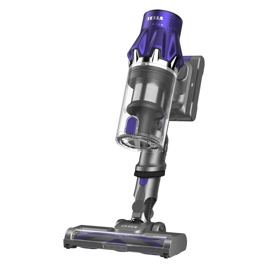 TESLA Electronics PureStar - Aspirador vertical flexível sem fios 2em1 250W/2200 mAh cinzento/roxo