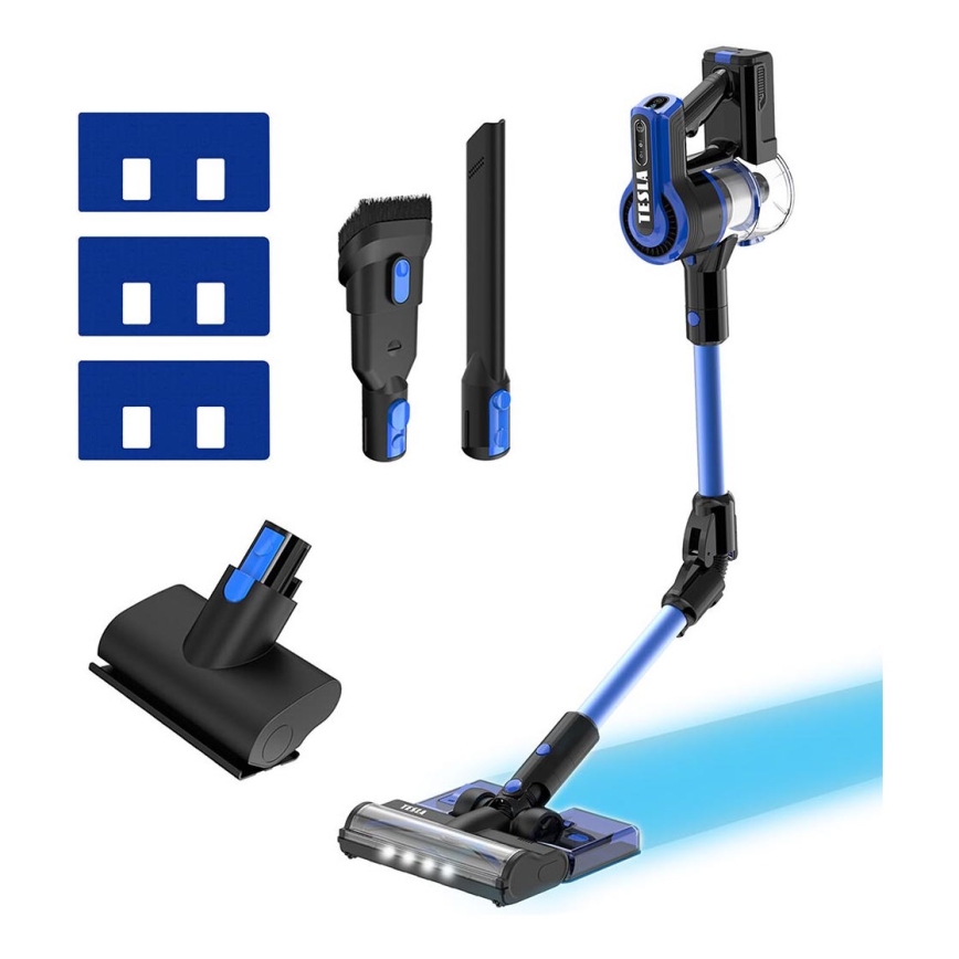 TESLA Electronics PureStar - Aspirador vertical flexível sem fios 3em1 300W/2200 mAh preto/azul