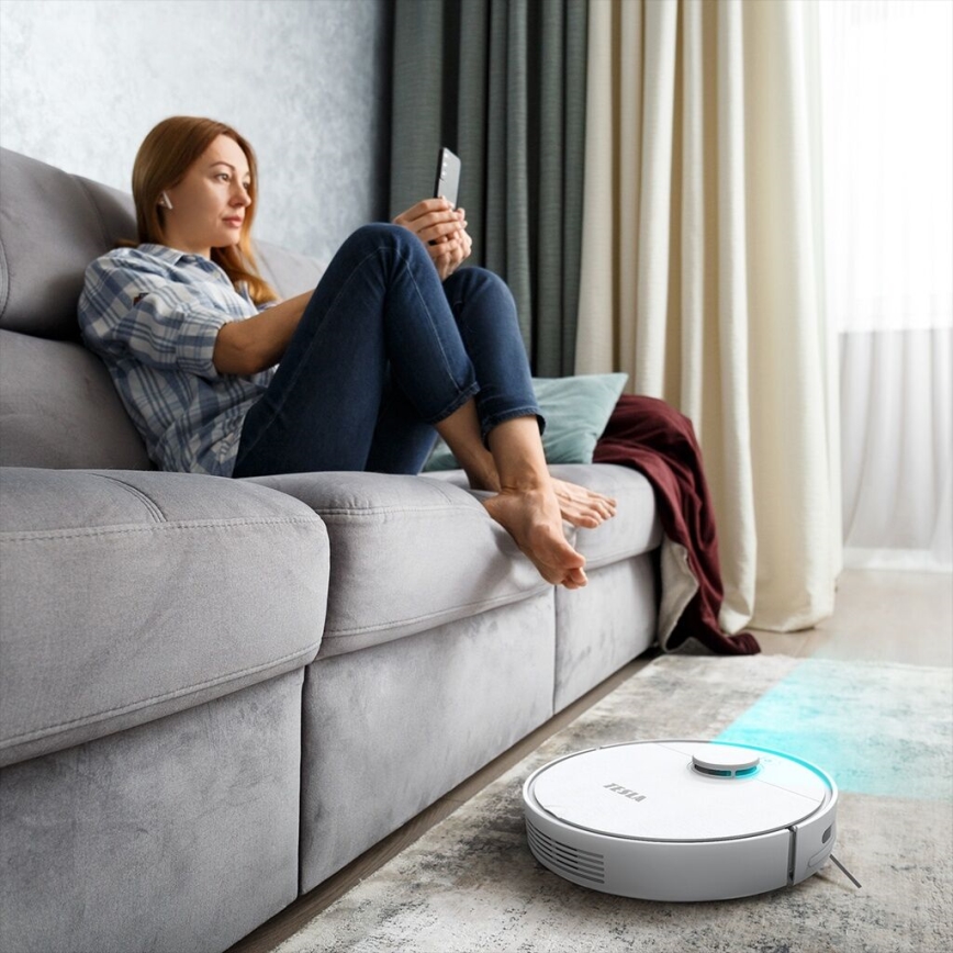 TESLA Electronics RoboStar - Aspirador robô inteligente 2em1 2550 mAh Wi-Fi branco