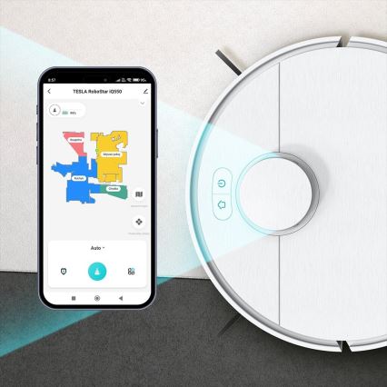 TESLA Electronics RoboStar - Aspirador robô inteligente 2em1 2550 mAh Wi-Fi branco