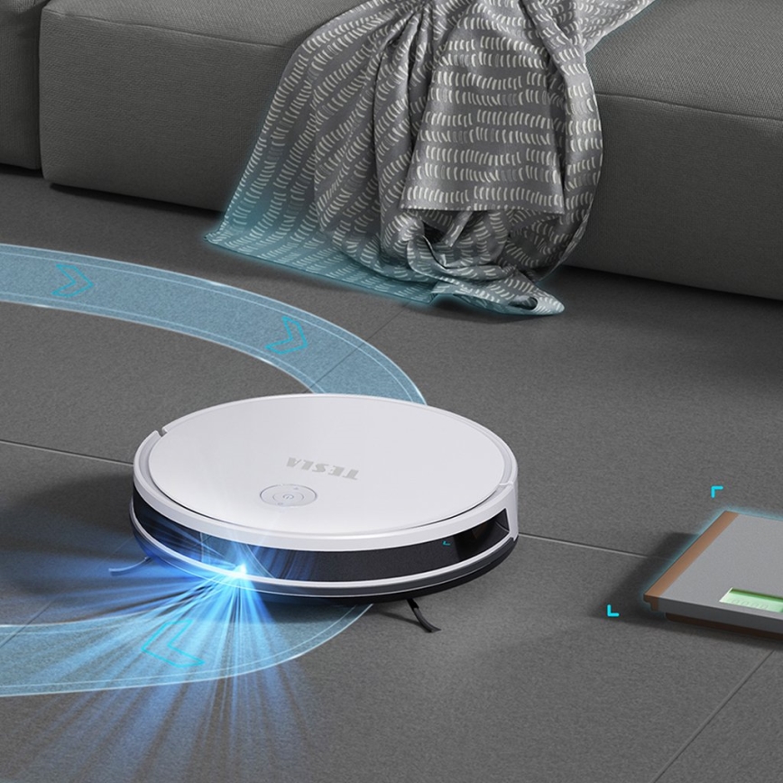 TESLA Electronics RoboStar - Aspirador robô inteligente 2em1 2600 mAh Wi-Fi branco + comando