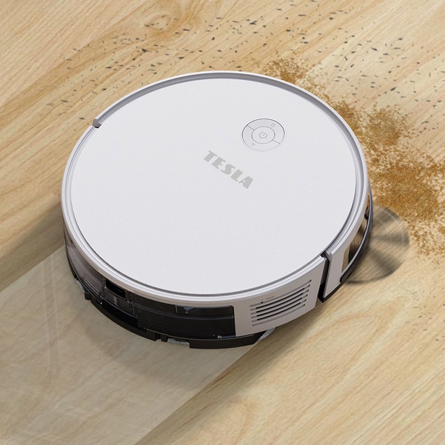 TESLA Electronics RoboStar - Aspirador robô inteligente 2em1 2600 mAh Wi-Fi branco + comando