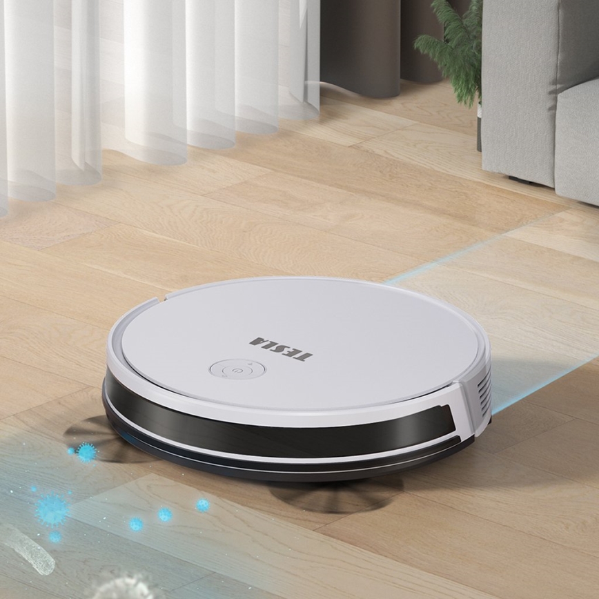 TESLA Electronics RoboStar - Aspirador robô inteligente 2em1 2600 mAh Wi-Fi branco + comando