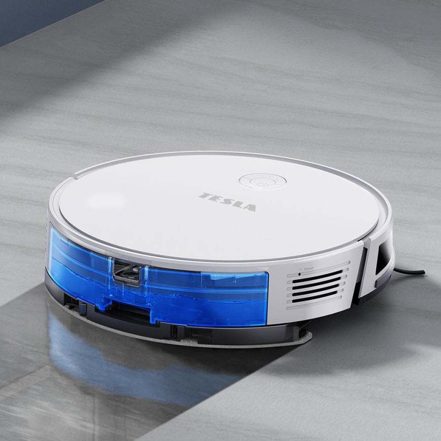 TESLA Electronics RoboStar - Aspirador robô inteligente 2em1 2600 mAh Wi-Fi branco + comando