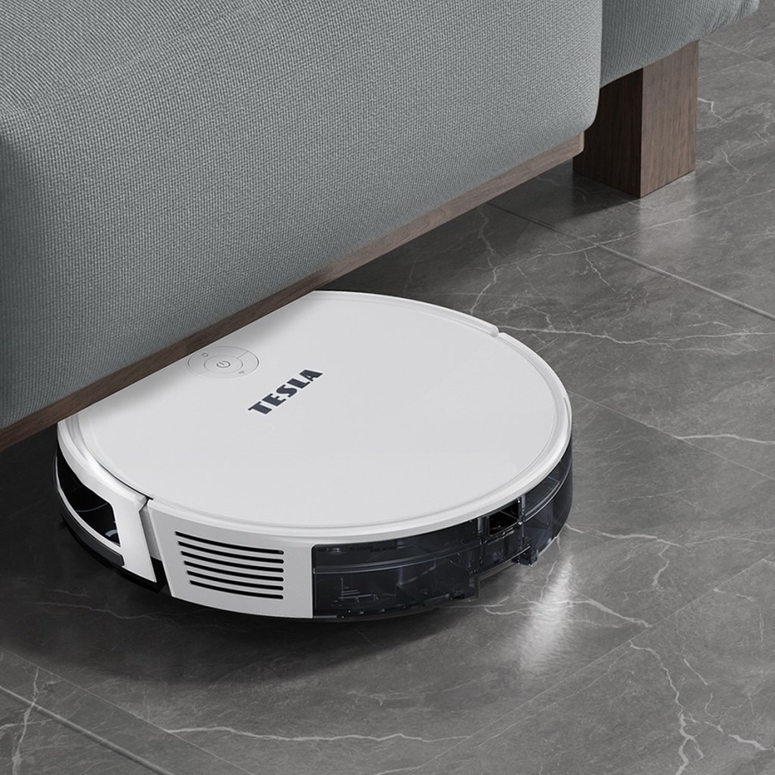TESLA Electronics RoboStar - Aspirador robô inteligente 2em1 2600 mAh Wi-Fi branco + comando