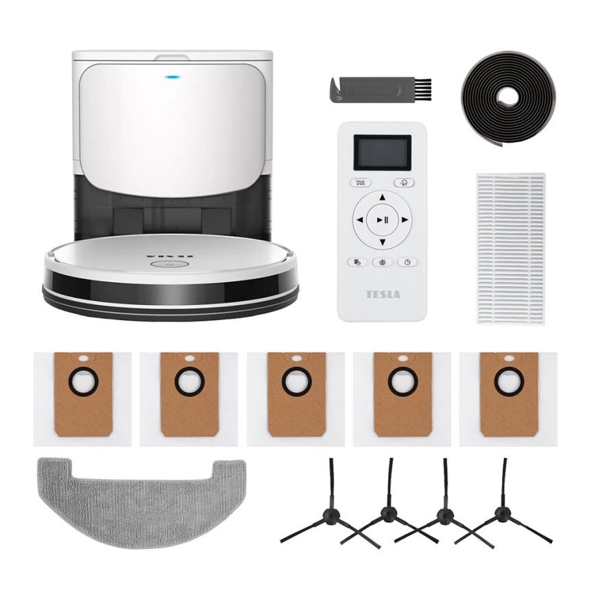 TESLA Electronics RoboStar - Aspirador robô inteligente 2em1 2600 mAh Wi-Fi branco + comando