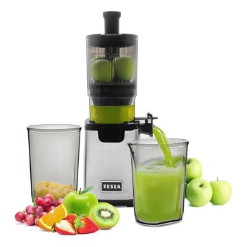 TESLA Electronics SlowJuicer Deluxe - Espremedor de baixa velocidade 250W/230V aço inoxidável/preto